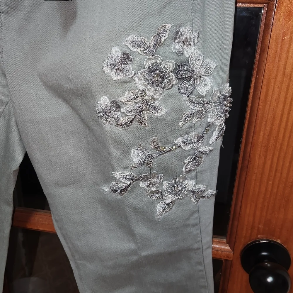 Lane Bryant Gray Skinny Beaded Jeans - Picture 2 of 7